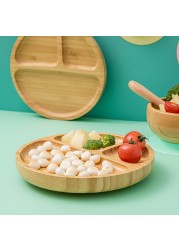 1 Set Baby Feeding Bamboo Bowl With Leak Proof Silicone Spoon Dinner Plate Baby Feeding Dinnerware Toddler Baby Tableware Set