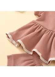 MILANCEL 2022 summer baby set baby girl solid color o-neck short-sleeved shorts suit infant clothing