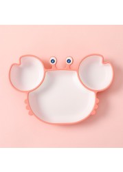 Baby Bowls Plates Spoons Silicone Suction Feeding Food Tableware Free Non-slip Baby Dishes Crab Food Bowl Feeding for Kids