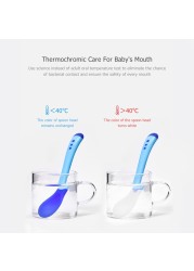 Children spoon and fork baby safety temperature sensor children feeding dishes kitchen spoons for kids