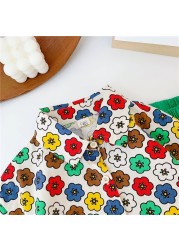 2022 spring new Korean version baby mid and small flower children's shirt trend