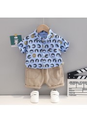 New summer baby clothes suit children boys cartoon casual shirt shorts 2pcs/sets baby costume infant clothing kids tracksuits