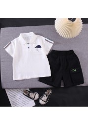 New Hot Suit Summer Children Boys Girls Clothes Kids Cotton Letter Short Sleeve T-shirt 2pcs/sets Toddler Clothes 0-5 Years