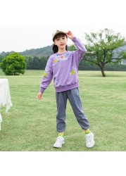 WKPK New Spring Autumn Girls Clothes 4-18 Kids T-shirt + Pants Set Teenager Clothes Comfortable Kids Outdoor Clothes