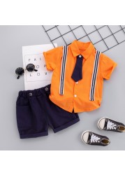 New Summer Fashion Baby Clothes Suit Children Boys Cotton Shirt Pants 2 Pieces/Set Toddler Casual Uniforms Infant Kids Tracksuits