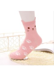 Cartoon cute cat kids socks candy color socks boys girl cotton sock wholesale children accessories newborn