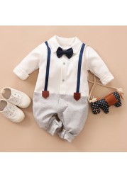 Baby Boy Clothes Baby Jumpsuit Autumn Backpack Long Sleeve Baby Ha Yi Korean Version Gentleman Newborn Crawling Suit Baby Clothes