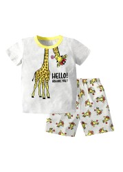 2pcs cotton boys clothes dinosaur animal children clothing sets boys suits kids pajamas summer clothes boys of 10 years