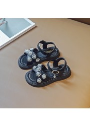 Children Beach Shoes Toddler Wholesale Pearl Flower Shoes 2022 Baby Summer Girl New Open Toed Sandals Cuhk Baby Lady Cute Sandals