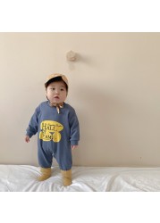 2022 Spring New Baby Boy Romper Cotton Long Sleeve Infant Jumpsuit Letter Print Baby Boy Clothes Kids Overalls Outfits 0-24m