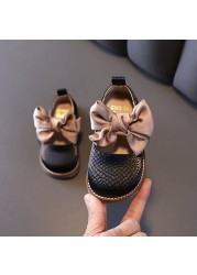 Spring Autumn Children Baby Bowknot Princess Leather Shoes For Kids Girls 2022 New