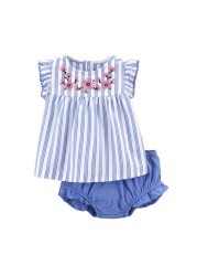 9M 12M 18M 24M 3T Baby Clothes Polka Dots Tops + Stripes Pants 2pcs Newborn Girls Clothing Sets Infant Baby Clothes