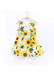 Children Kids Girl Elegant Dress Sleeveless Cute Sundress Print Back Bowknot Skirt Toddler Baby Summer Princess Dresses Clothes