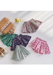 Korean children's floral shorts 2022 summer baby pant skirt fashion versatile children clothes kids clothing 90-140