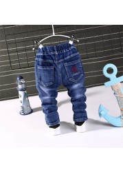 Baby Boys Girls Jeans Pants Kids Trousers 2-8Yrs Boys Girls Jeans Boys Casual Pants Letter Jeans Kids