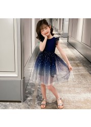 4-12Y Summer Kids Dresses for Girls Mesh Girl Dress Baby Sequin Gradient Party Vestidos Toddler Princess Dress Girl Kids Costume