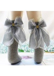 Children Cotton Socks Knee High Toddlers Girls Sock Big Bows Soft Infant Baby Long Tube Sock Kids School