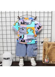 New summer baby clothes suit children boys girls cartoon cotton T-shirt shorts 2pcs/sets baby casual outfit kids tracksuits