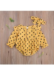 Ma & Baby- Baby Dotted Jumpsuit 0-24 Months Newborn Rompers Long Sleeve Cute Baby Clothes