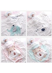 110x110cm Breathable Cartoon Bath Towel Newborn Swaddle Wrap High Quality Baby Blanket Infant Bedding Baby Ice Silk Blankets