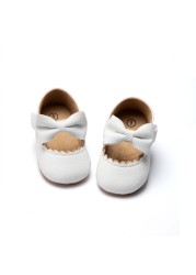 Baby Casual Shoes Baby Boy Bowknot Non-slip Rubber Soft Sole Flat PU First Walker Newborn Baby Girl Accessories