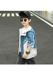 Spring autumn polyester jacket for boy new 2022 Korean version trendy cool fashion hooded windbreaker casual children's clothing