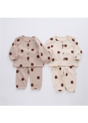 Baby Boy Girl Clothes Kids Clothing Set Bear Print Toddler Autumn Winter Pajamas Toddler Casual Clothes Set Toddler 2pcs Outfits