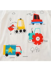 Summer 2022 Fashion T-Shirt For Boys Girls Age 2-7Y Short Sleeve Casual Top Tees Cotton Brand Printing White Cartoon