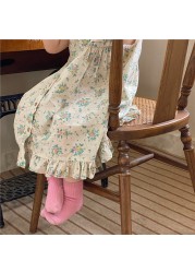 Deer Junmei Toddler Kids Sleep Dress Summer 2022 Lace Floral Sleeveless Korean Style Sleepwear Kids Nightgowns