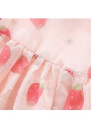 LAUDKA Summer 0-24M Girls Cotton Strawberry Print Underwear Infant Princess Jumpsuit Summer Chinese Style Lace Clothes 2022