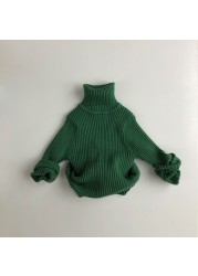 MILANCEL 2021 Kids Solid Sweaters Girls Sweaters Brief Style Boys Pullover Turtleneck Boys Knitwear