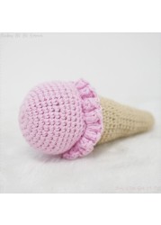 1pc DIY Crochet Ice Cream Rattle Toy Baby Teether Infant Teething Nursing Knitting Rattle Educational Montessori Toy