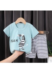 Seieroad Summer Children's Clothing Cartoon Unicorn Boys T-shirt + Pants Short Sleeve Children Clothing Set Teenage Tracksuit