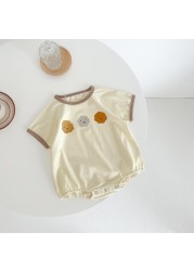 BOBOTCNUNU 2022 Summer Children's Bodysuit Print O-Neck Short Sleeve One Piece Baby Girl Clothes