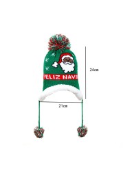 Baby Christmas Knitted Hat Pom Crochet Toddler Knitted Winter Beanie Cute Pompom Santa Claus Kids Warm Cap