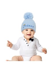 New autumn and winter baby hat embroidered letter hair ball knit hat for children winter hat wool hat