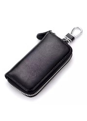 High Quality Genuine Leather Keychain Women Key Holder Organizer Pouch Cow Split Wallet Housekeeper Key Case Small Card Bag