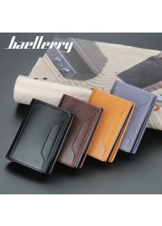 Men Slim Wallet PU Leather ID Card Holder RFID Anti-theft Smart Wallet Aluminum Alloy Credit Card Holder Mini Wallet for Women