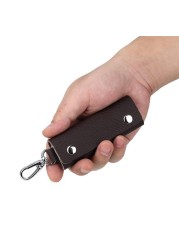 Portable High Quality Leather Key Case Double Snap Button Handmade Durable Simple Practical Color