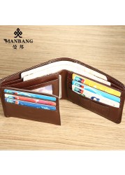 【Real Cowhide Leather】Manbang Brand Hot Sale Men Wallet Luxury Original Short Tri-fold First Layer Cowhide Business Wallet H