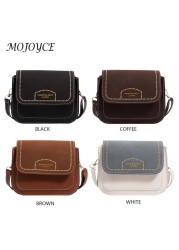 Creative Lady Embroidery Crossbody Bag PU Leather Pure Color Handbag Purse Flap Casual Messenger Bags