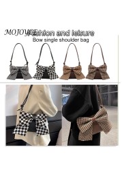 Women Shoulder Bags Fashion Shoulder Messenger Crossbody Bag Big Bowknot PU Leather Small Square Bag Travel Clutch