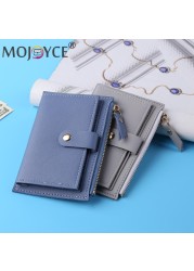 Fashion Women Solid Color Multi Slot Credit Card Holder Portable PU Leather Mini Coin Purse Multifunction Zipper Wallet