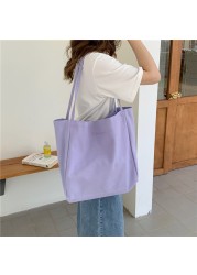 Simple Preppy Style Canvas Paper Bag Eco Foldable Shopping Bag Reusable Storage Folding Bags