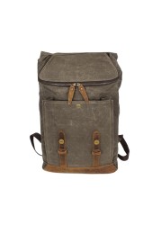 Men's vintage backpack ole waxed leather canvas shoulder bag trend leisure bag waterproof women bag 14 inch laptop backpack travel