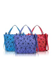 Women's Luminous Handbag, Embroidered Geometric Shoulder Bag, Padded Shoulder Bag, Laser, Foldable, 2020