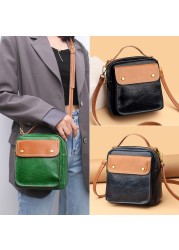 Fashion Vintage Women Messenger Bag Cowhide and PU Leather Designers Handbag Luxury Women Shoulder Bags Female Crossbody Bags