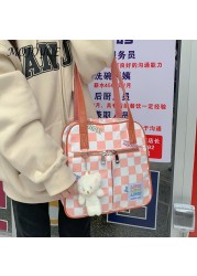 Women Nylon Checkered Shoulder Bag Female Luxury Travel Small Top Handle Bag Large Dumplings Bags Fashion Decor