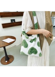 Fashion Ladies Furry Plush Shoulder Bag Women Fashion Cow Pattern Shoulder Crossbody Casual Female Hit Color Soft Messenger Bag