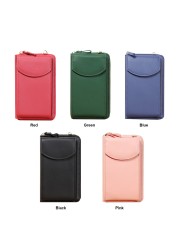 PU Leather Zipper Portable Phone Storage Long Wallet Women Purse Fashion Card Slots Carteras With Adjustable Strap Crossbody